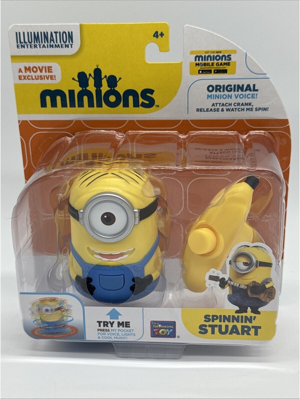 Minions Movie Exclusive Spinnin’ Stuart With Lights Voice 2015 Sealed Thinkaway